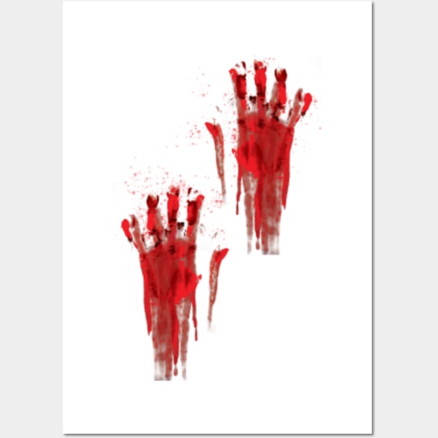 Bloody Hand Halloween Wall Art by lada untung